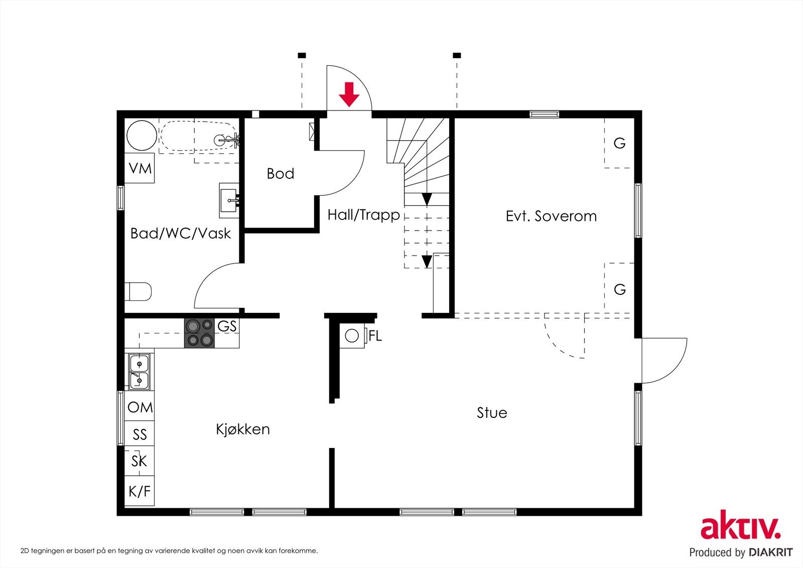 2D plantegning 1.etasje Galleribilde