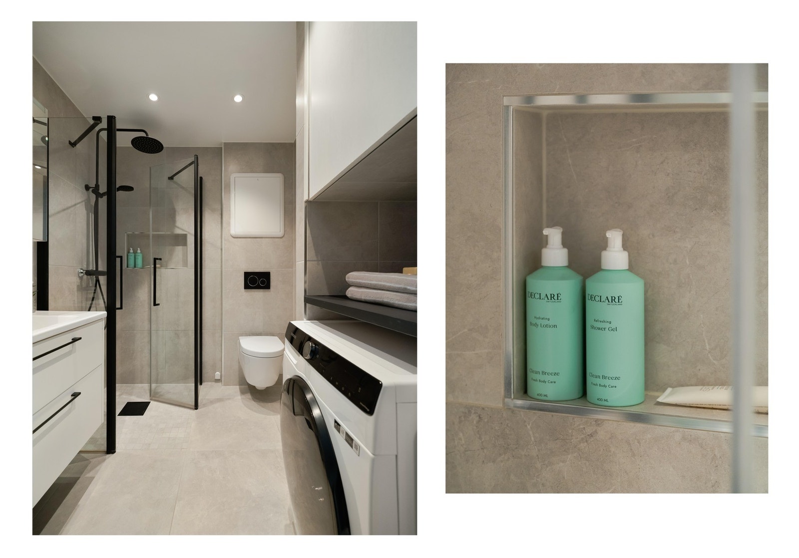 Fra entreen finner vi inngangen til badet, og det er virkelig lekkert. Galleribilde