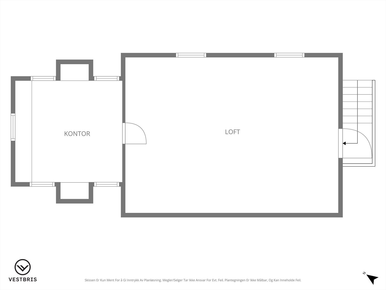 Loftsetasjen i sauehuset inneholder et arbeidsrom og ytterligere loftsareal. Galleribilde
