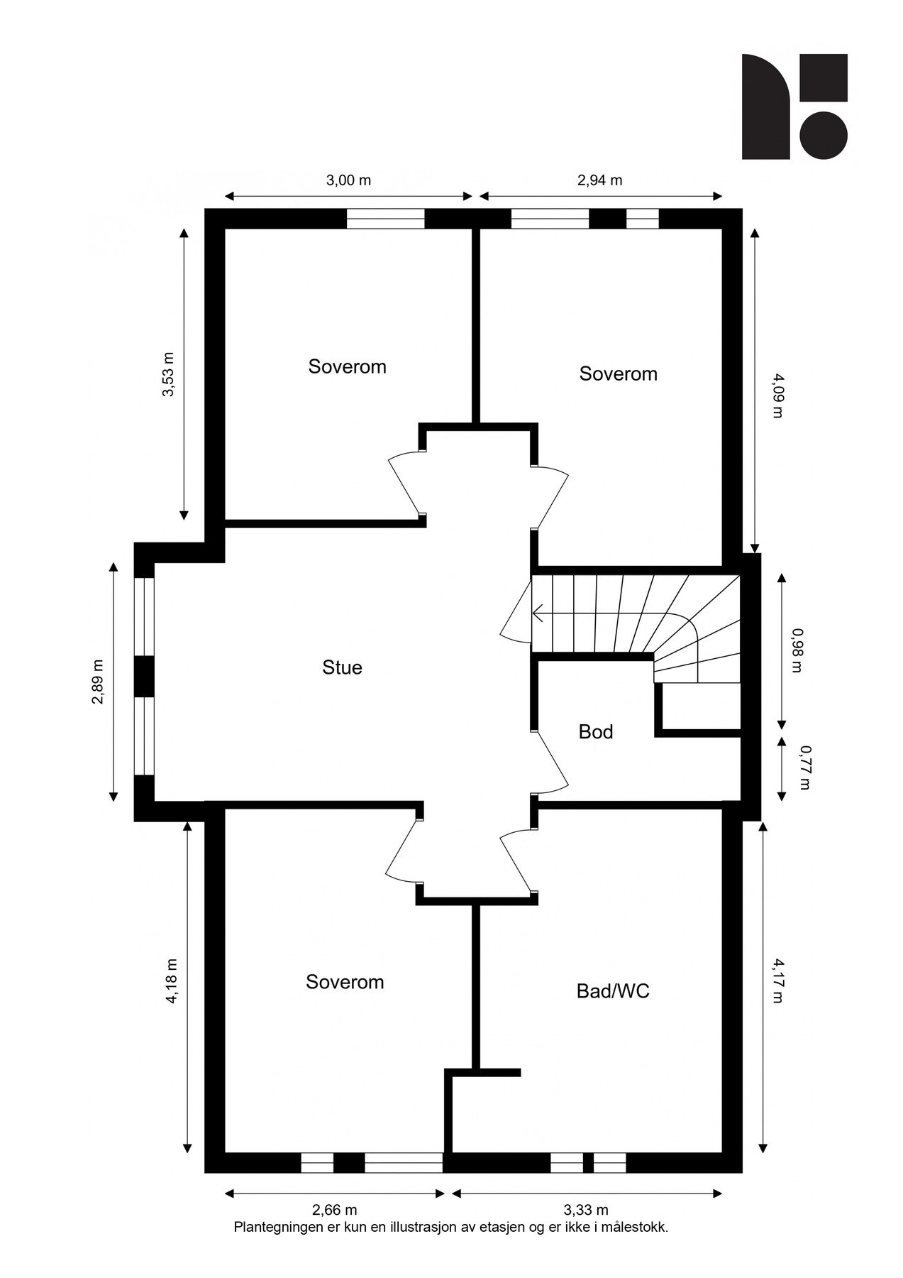 Plantegning 3. etasje Galleribilde
