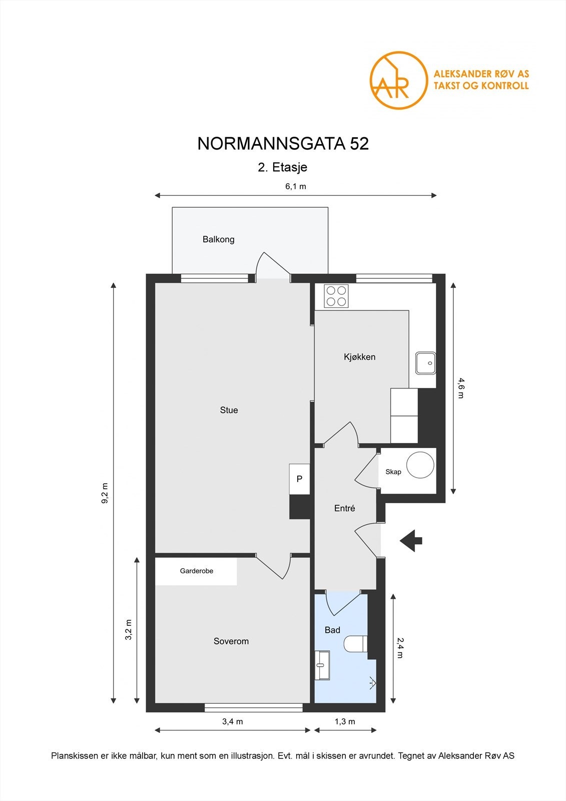 Plantegning. Utover overnevnte areal disponerer leiligheten en kjellerbod på ca. 4 kvm. Galleribilde