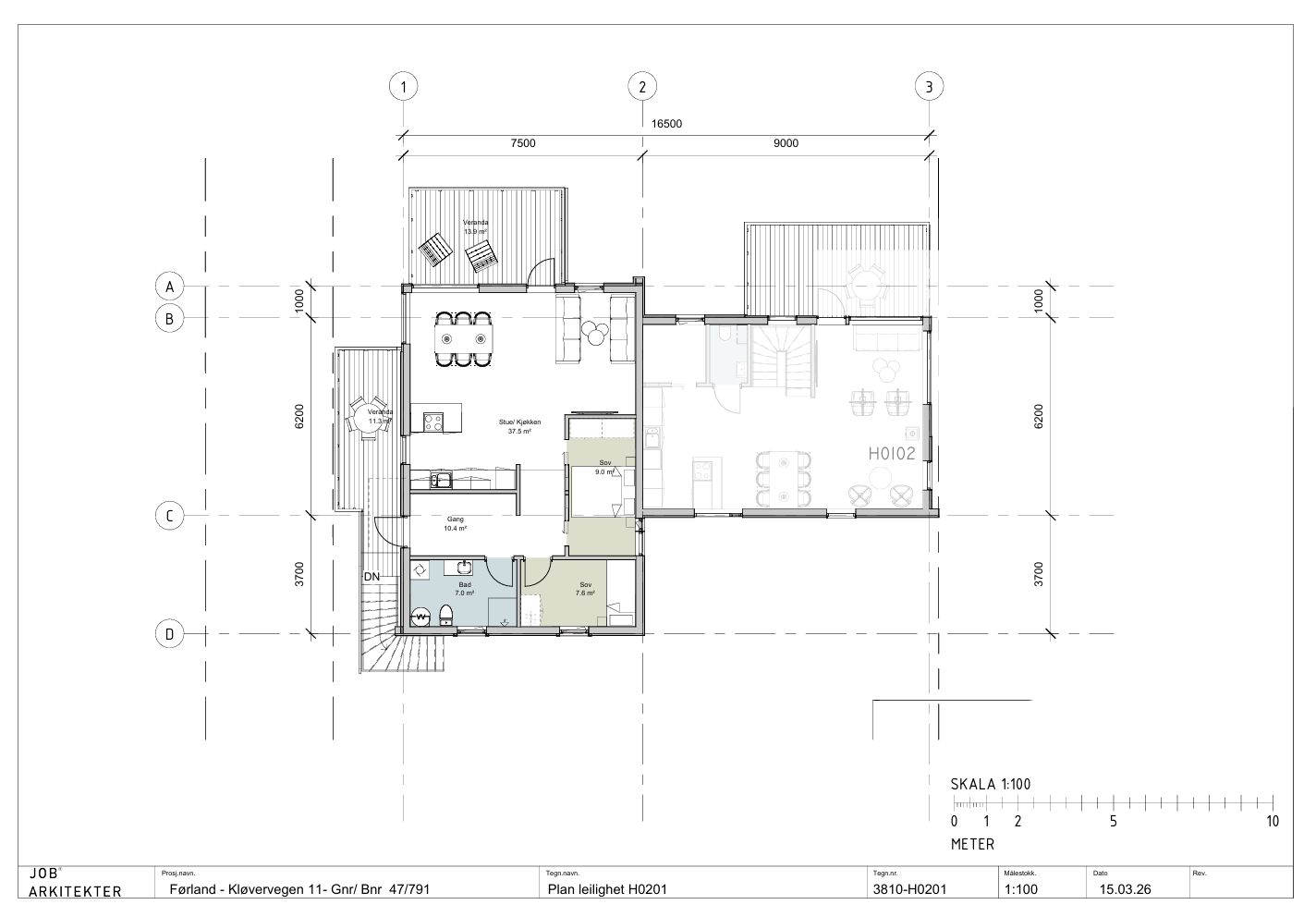 005_Plantegning leilighet 2.etasje med mulighet for ekstra soverom nr 3 tilsvarende plantegning for 1.etasje..png Galleribilde