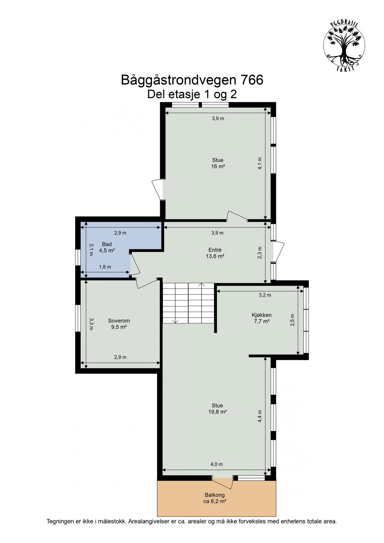 Planskisse stue/ kjøkken. Galleribilde