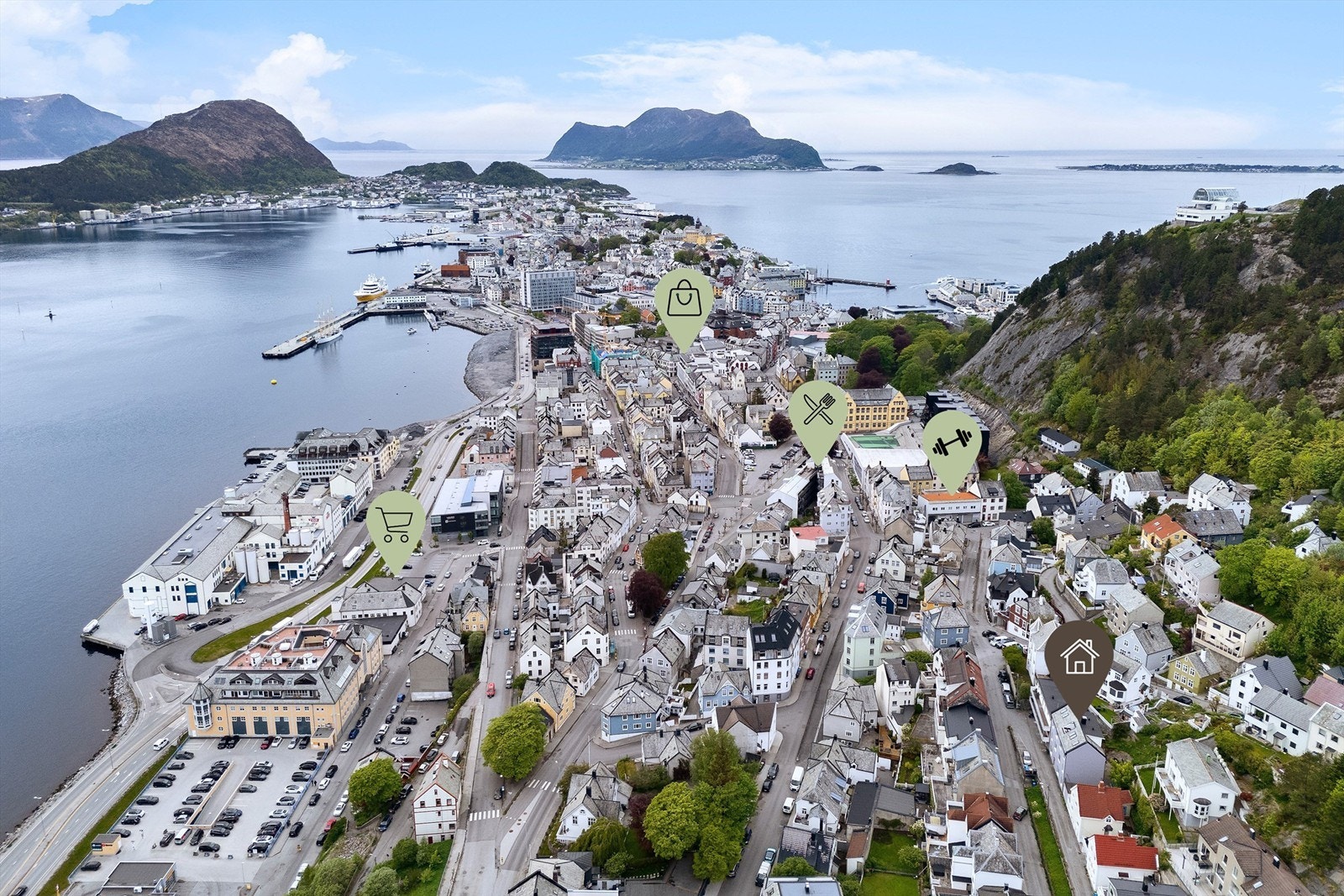 Ellers er det kort veg til både kollektivtransport, dagligvare, treningssenter, kjøpesenter og spisesteder Galleribilde