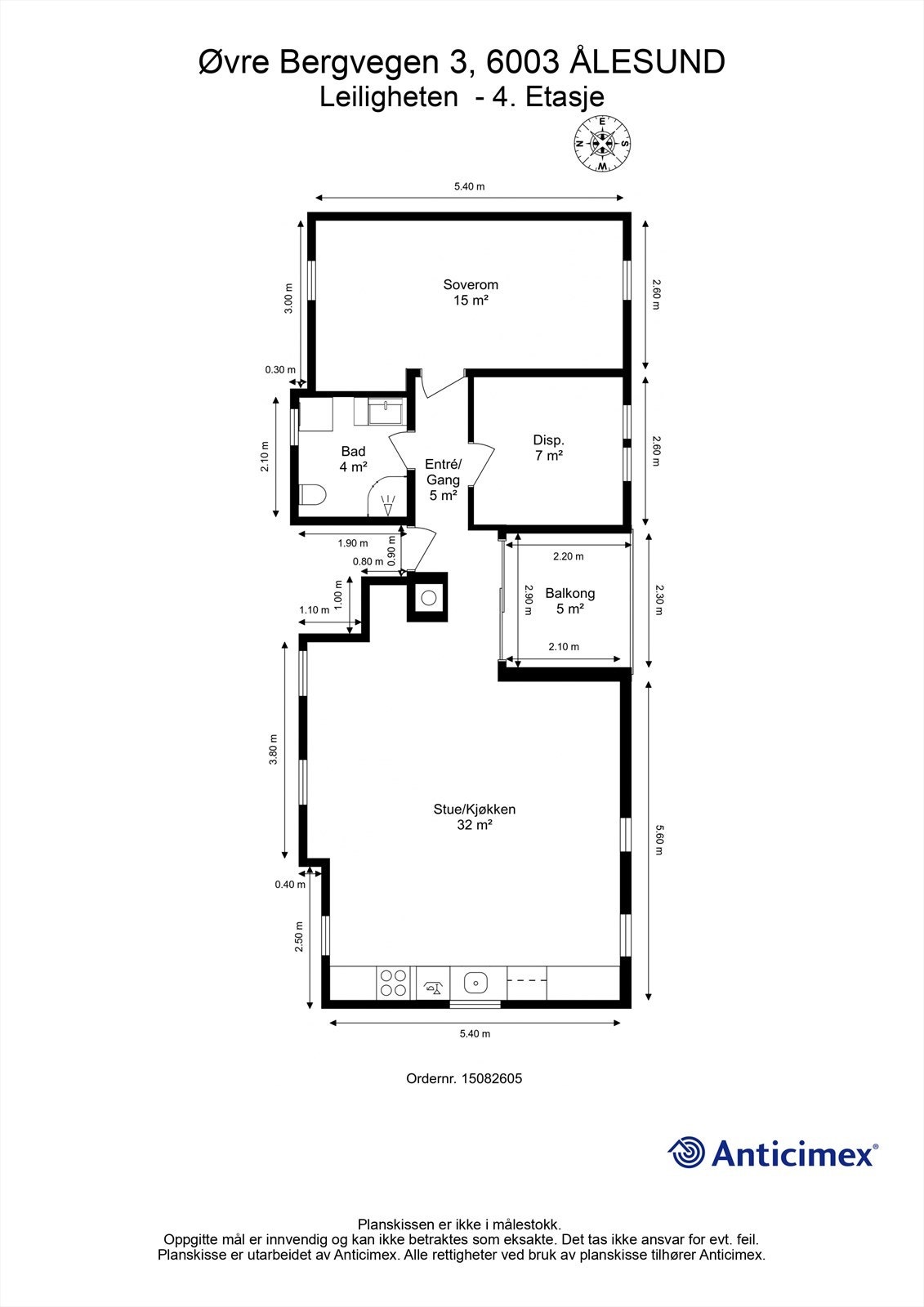 Plantegning - 2D med mål Galleribilde