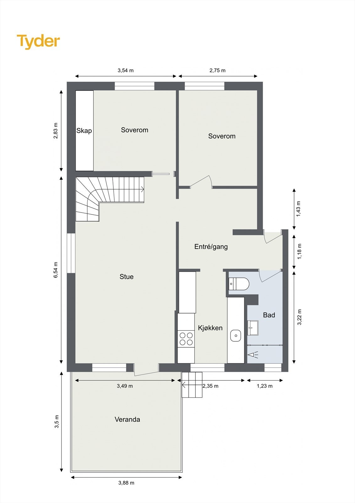 Plantegning 1. etasje Galleribilde