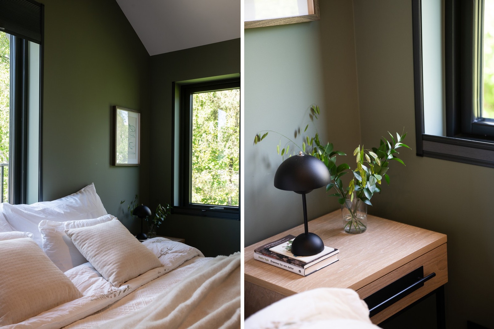 To store vinduer gir rikelig med dagslys og gode luftemuligheter, samtidig som den skjermede beliggenheten mot grøntområder gir en lun og privat atmosfære. Galleribilde