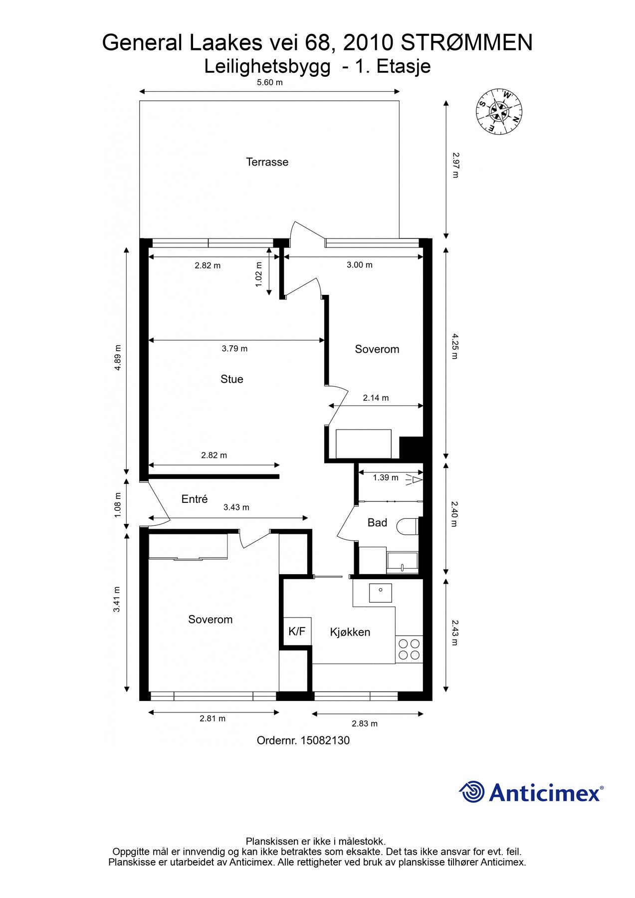For en ekstra liten oversikt får du først se plantegningen over leiligheten. Galleribilde