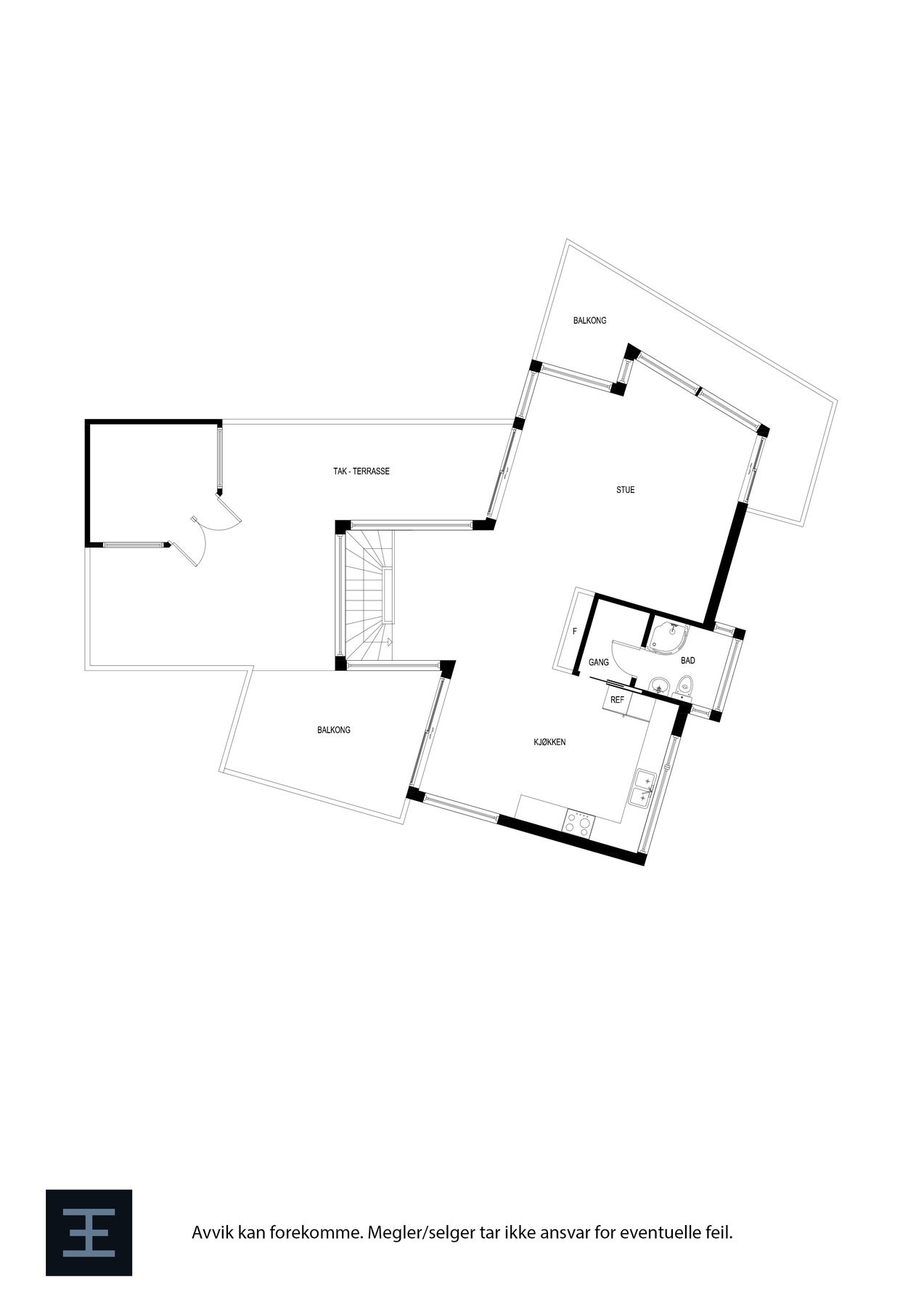 Plantegning - Hovedetasje. Galleribilde