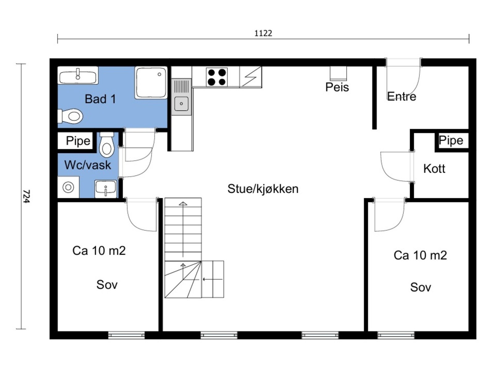 Plan 6. etasje.
Skissen er kun ment som illustrasjon og avvik kan forekomme. Galleribilde