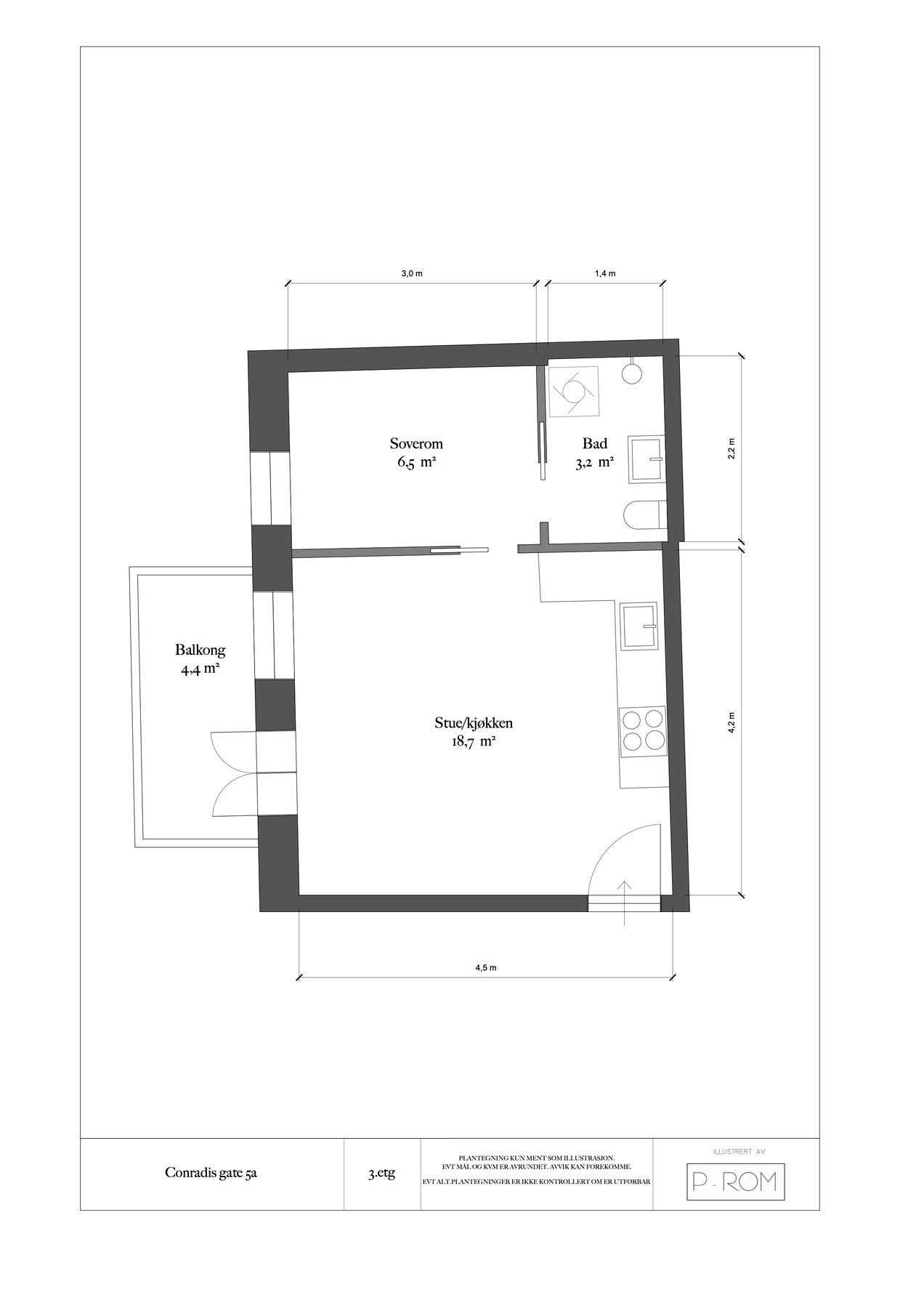 Planløsning med mål. Galleribilde