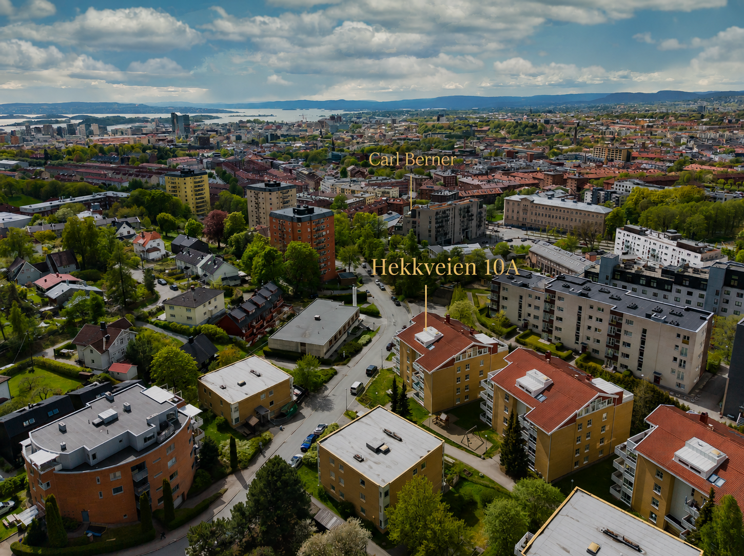 Dronebilde over området og Hekkveien. Galleribilde