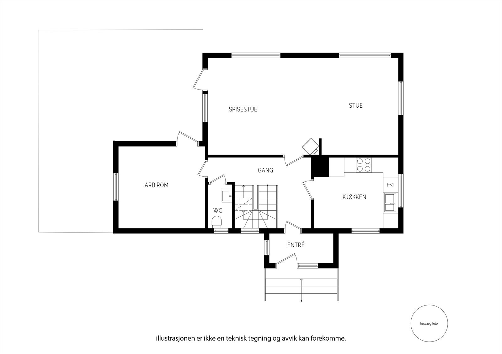Plantegning 1. etasje Galleribilde