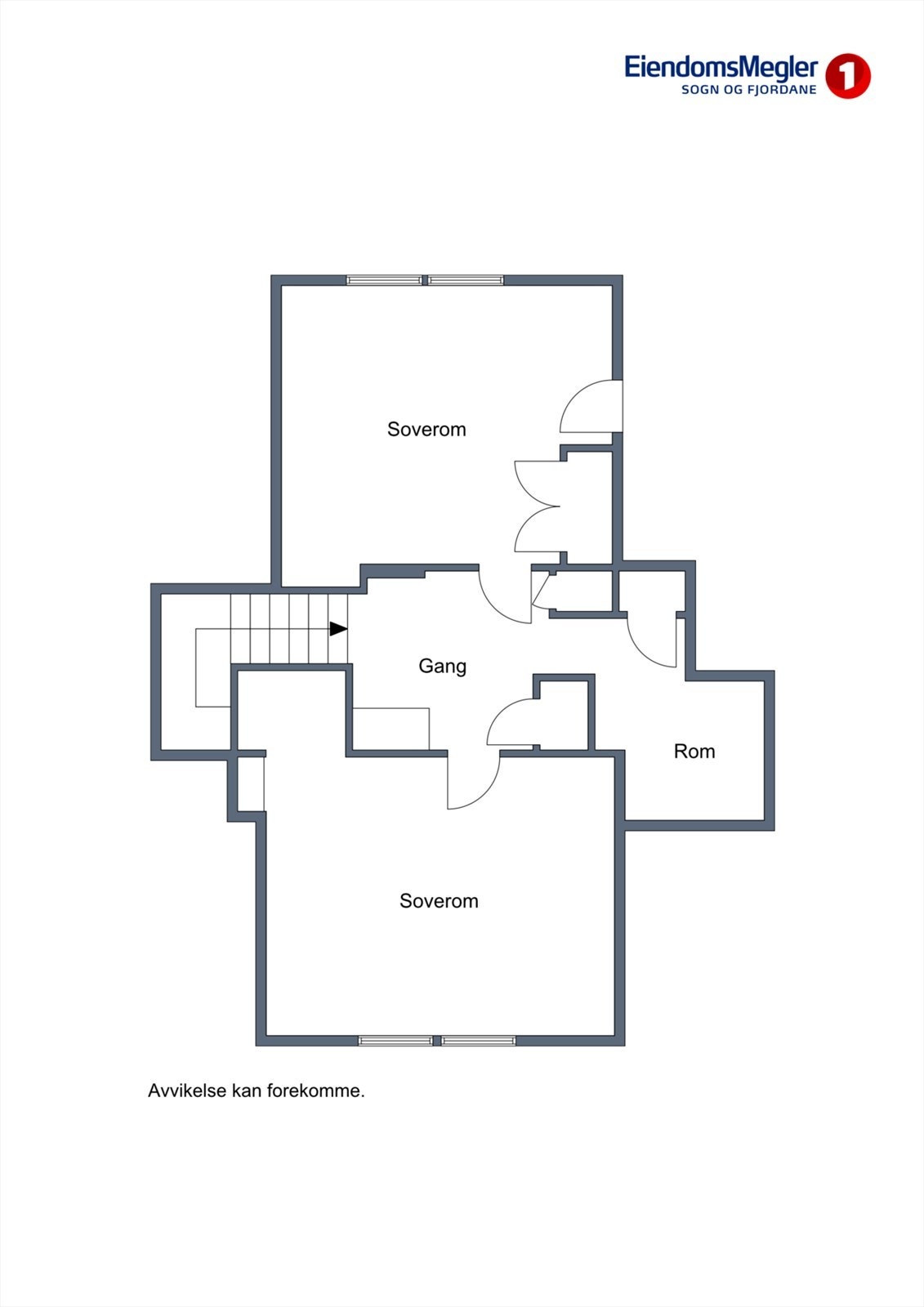 Loftsetasjen på 38 m² er innreidd med fleire rom, inkludert soverom. Galleribilde