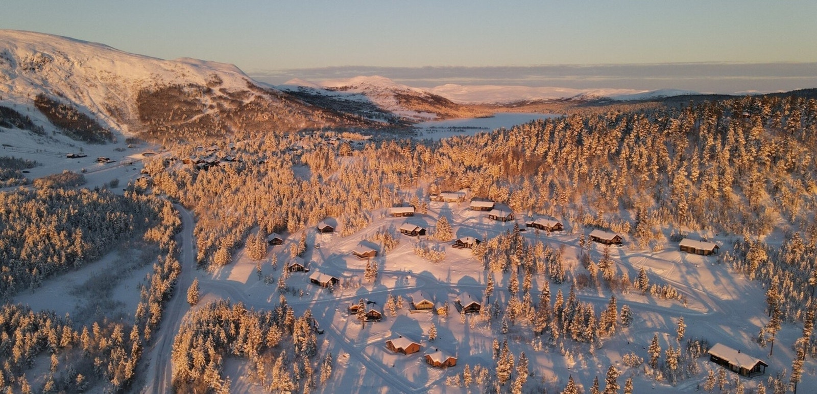 Dronefoto over tomteområdet Galleribilde