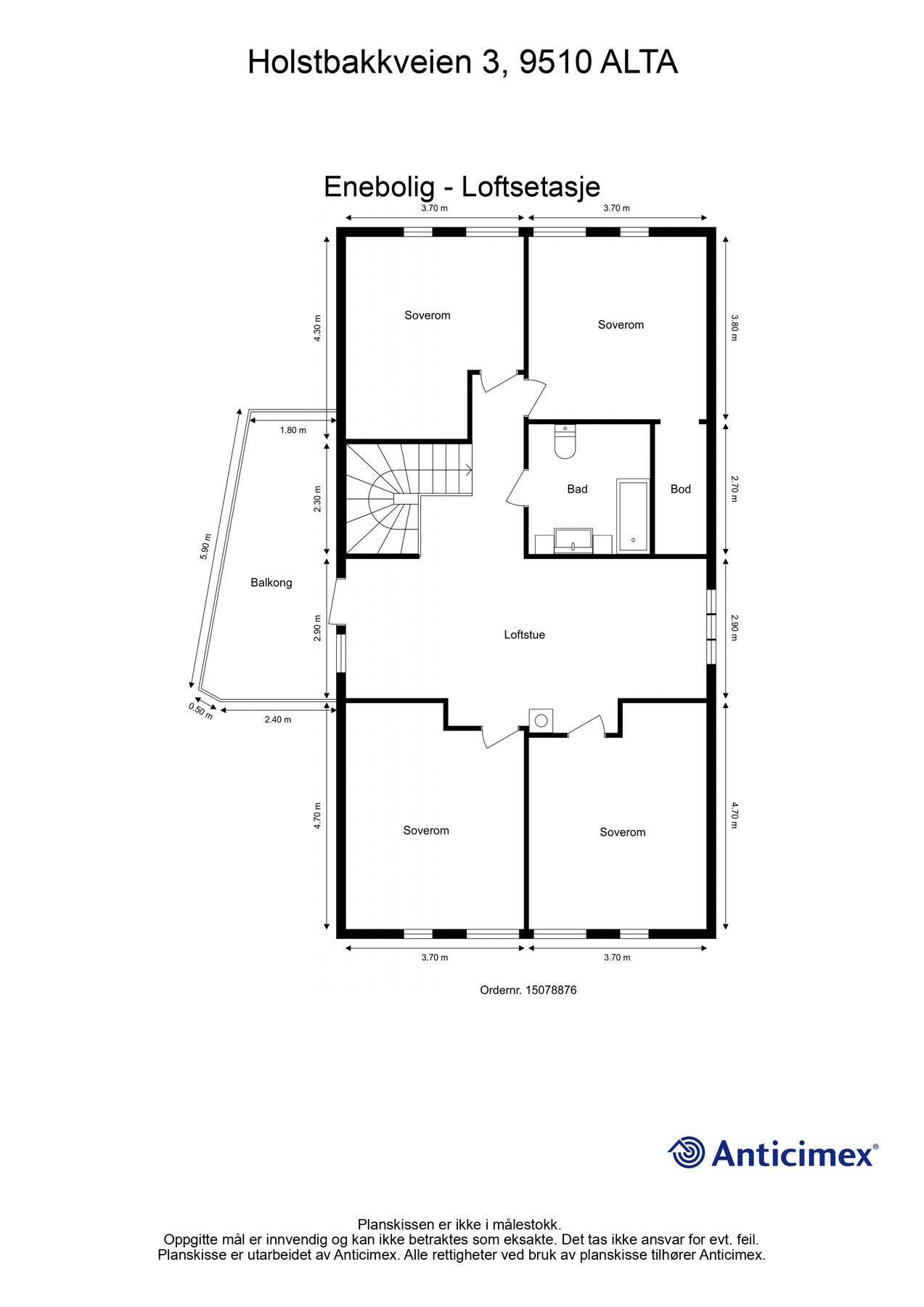 Plantegning loftsetasje. Galleribilde