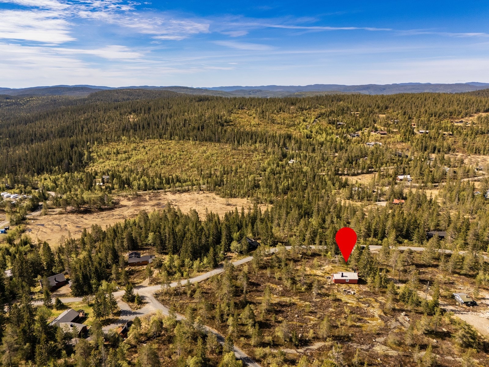 Utsikt over det skogkledde landskapet som omgir eiendommen. Galleribilde
