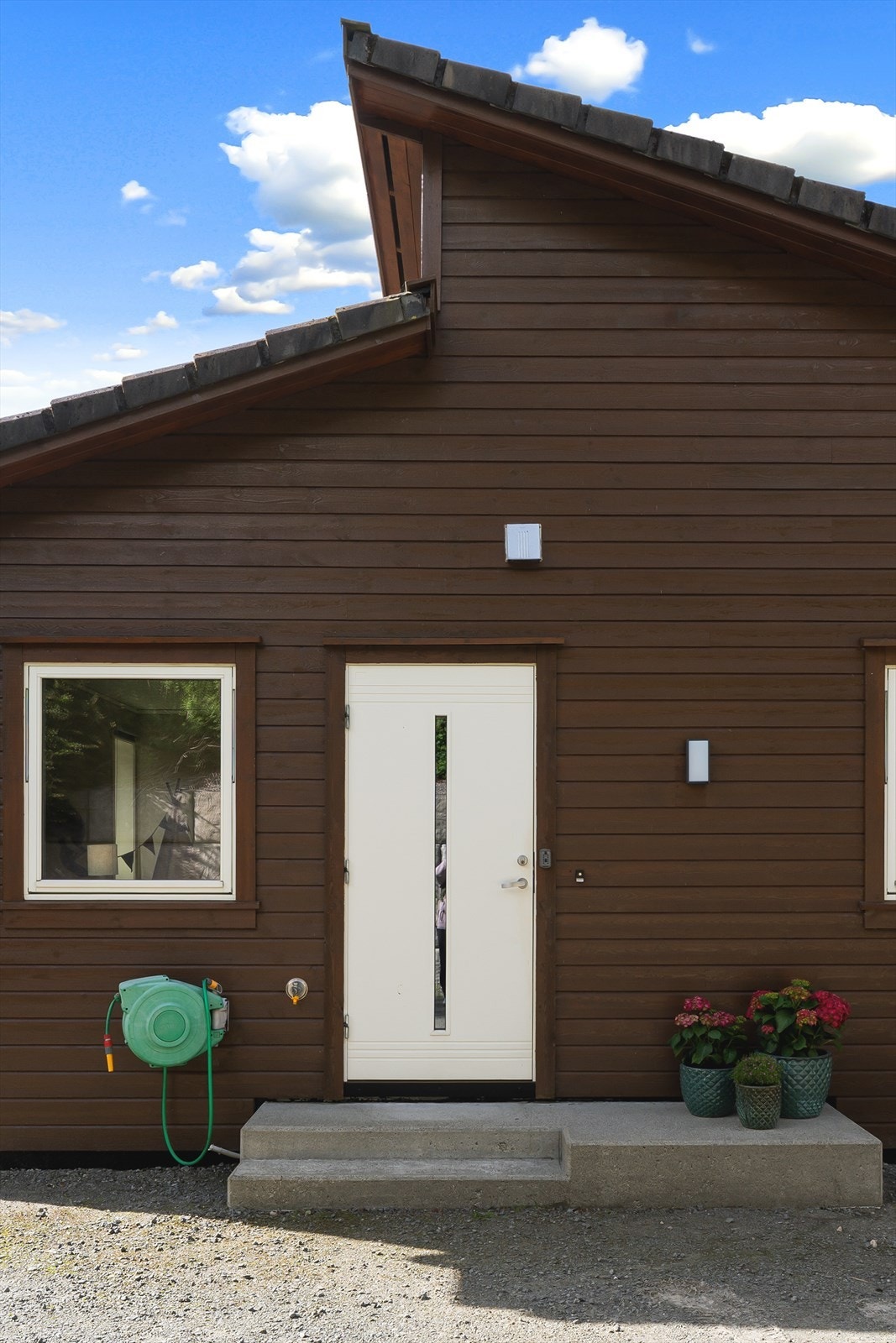 Inngangsdør i høytrykkslaminat med glassfelt. Galleribilde