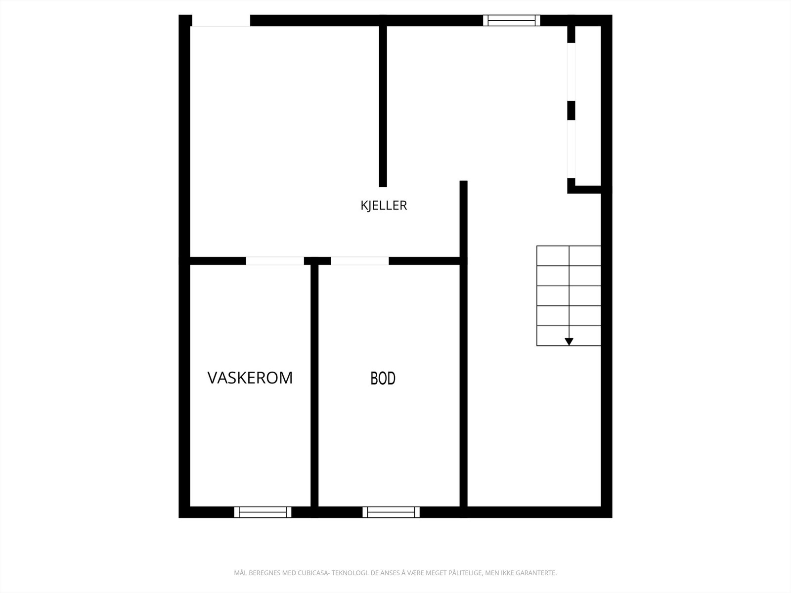 Kjelleren inneholder entré, vaskerom og to romslige boder for lagring. Galleribilde