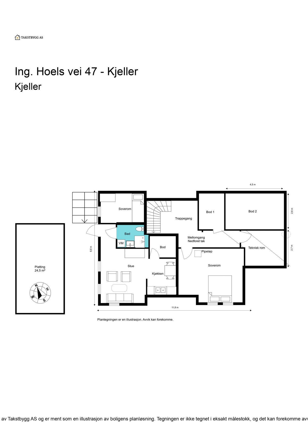Plantegning kjeller. Galleribilde
