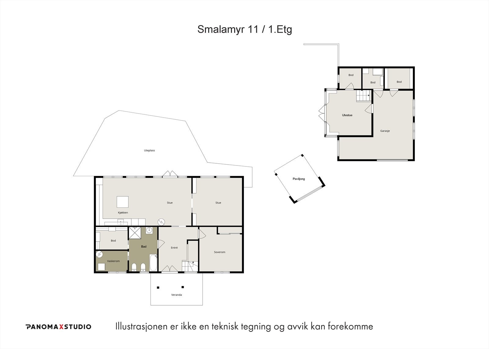 Plantegning | 1.etasje og garasje Galleribilde