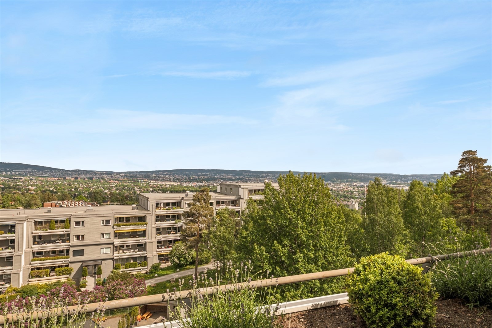 Fra leiligheten er det utsikt over et veletablert og grønt boligområde. Galleribilde