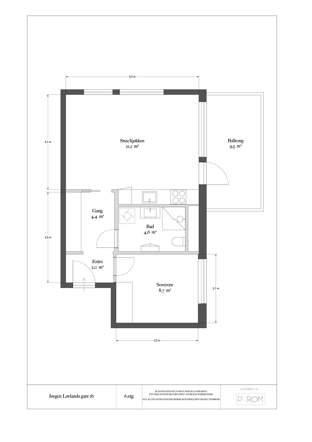 Planløsning med mål. Galleribilde