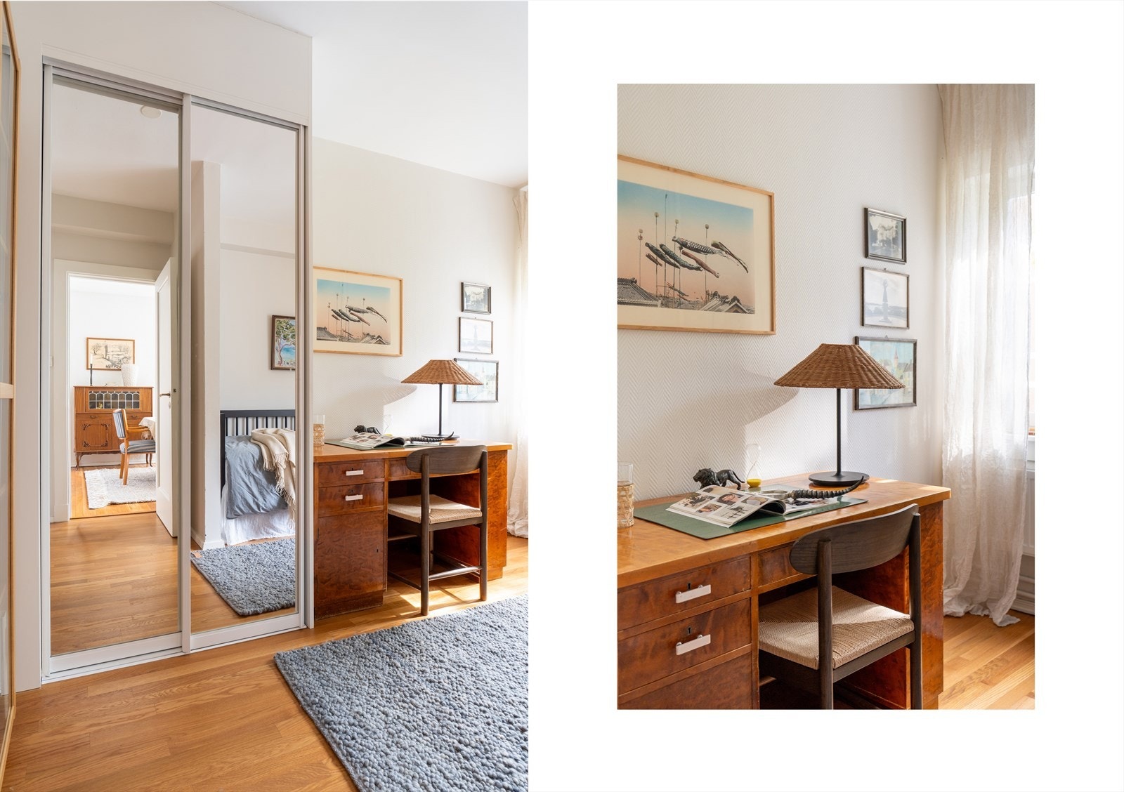 Også dette rommet har en praktisk skyvedørsgarderobe for effektiv oppbevaring, installert i 2012. Galleribilde