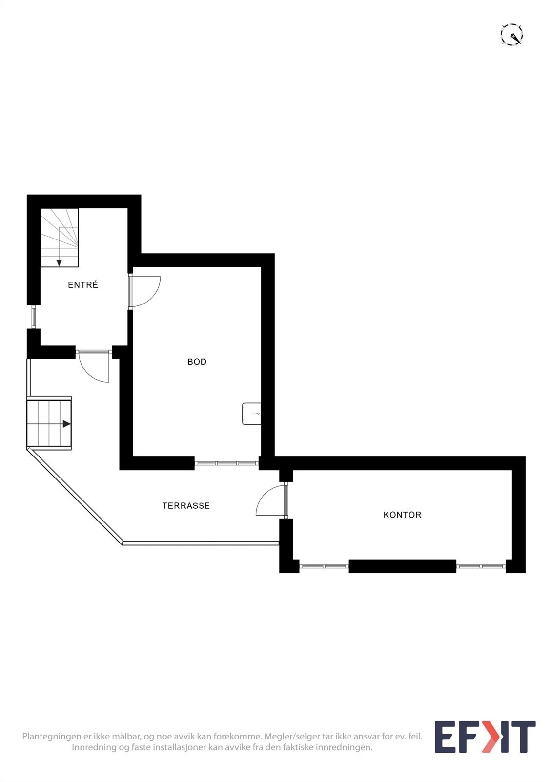 Plantegning 1.etg som tilfaller bruk for 2.etg. Galleribilde