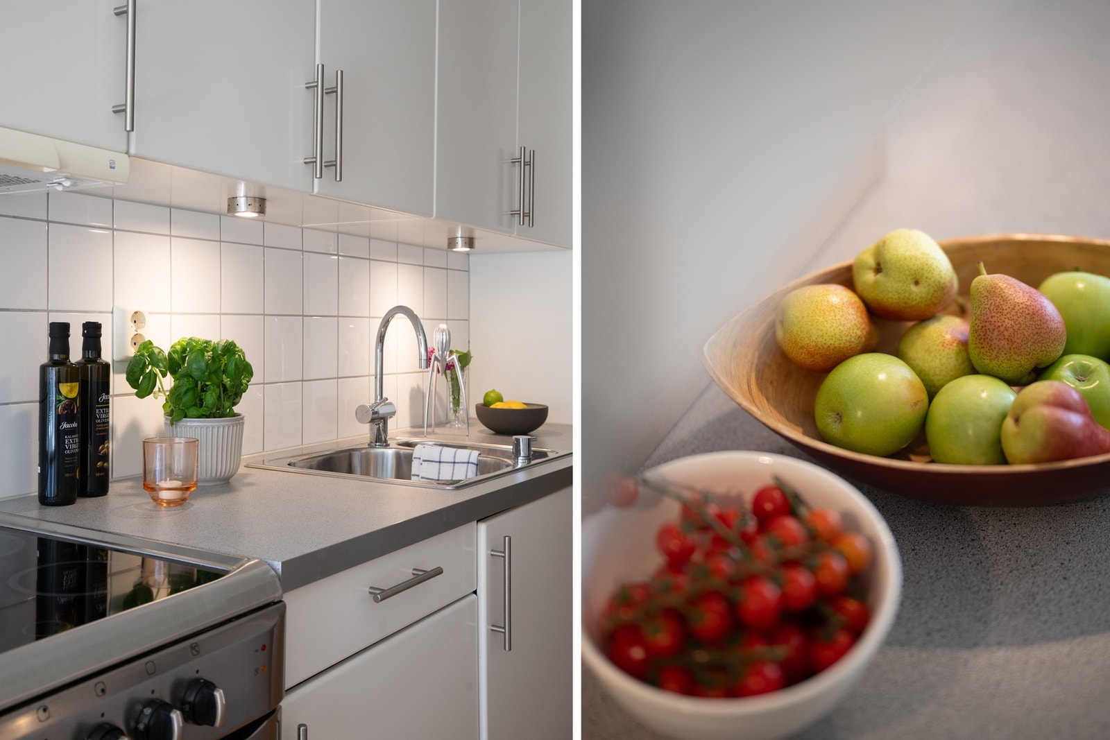 Laminat benkeplate med nedfelt kum i rustfritt stål. Galleribilde