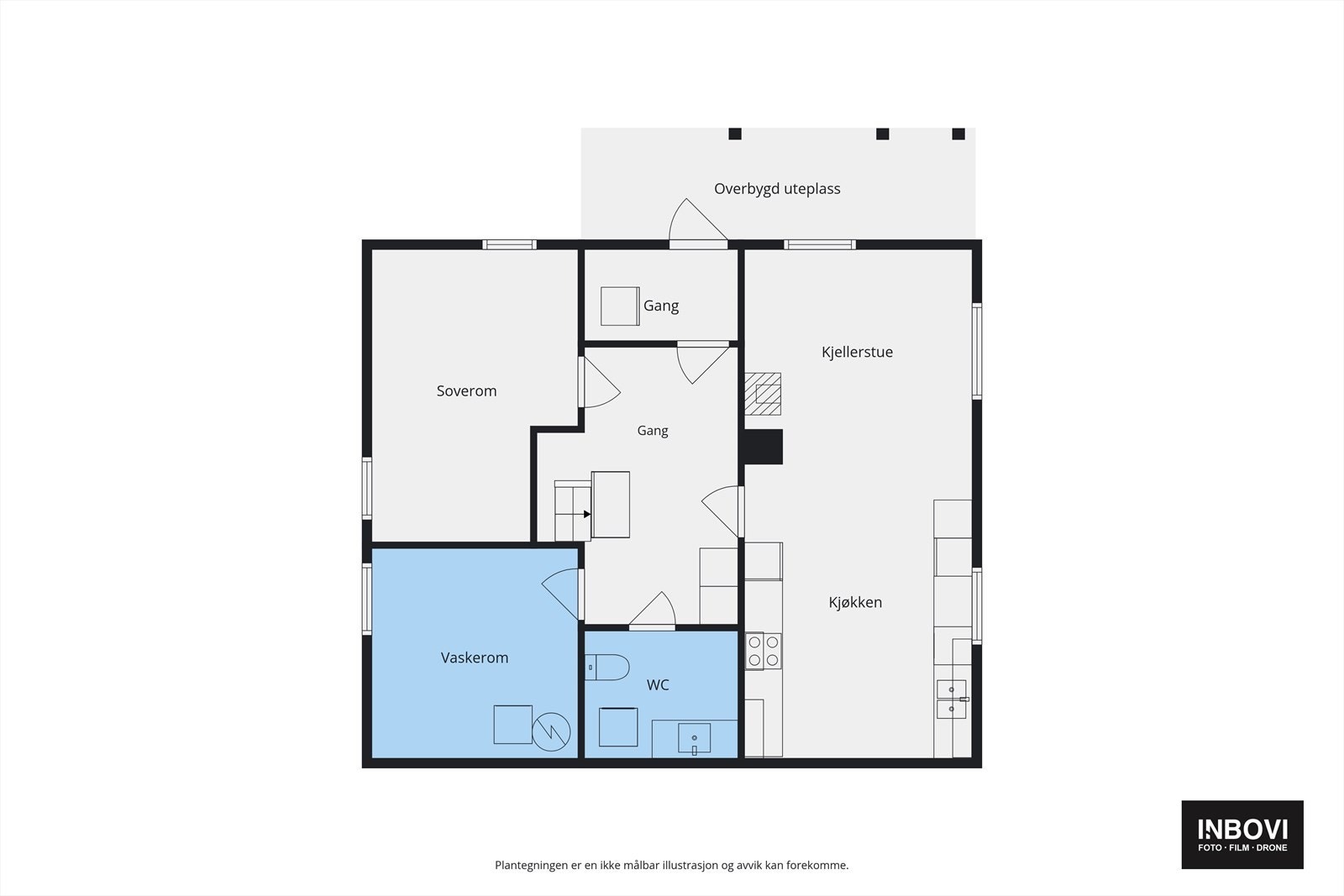 Underetasjen er innredet som en praktisk hybeldel med egen inngang, stue/kjøkken, soverom og bad. Etablering av hybel/boenhet og omgjøring av tidligere tilleggsdeler er ikke omsøkt/godkjent hos kommunen. Galleribilde