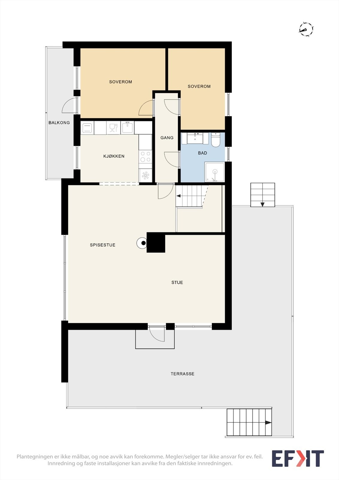 Plantegning over boligen hovedetasje (1. etasje) Galleribilde