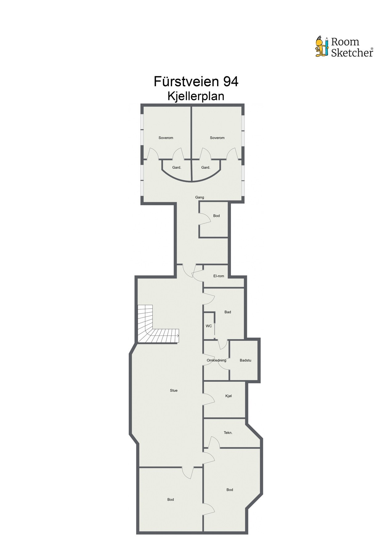 Plantegning kjeller. Galleribilde
