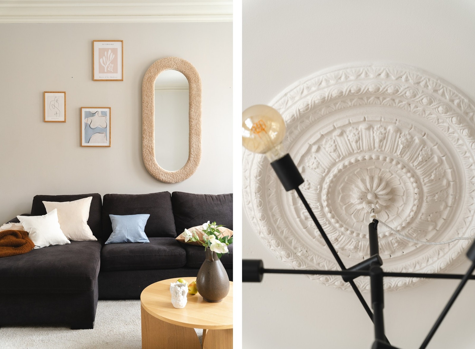 Leiligheten har lekre, klassiske detaljer med fine listeverk og rosetter. Galleribilde