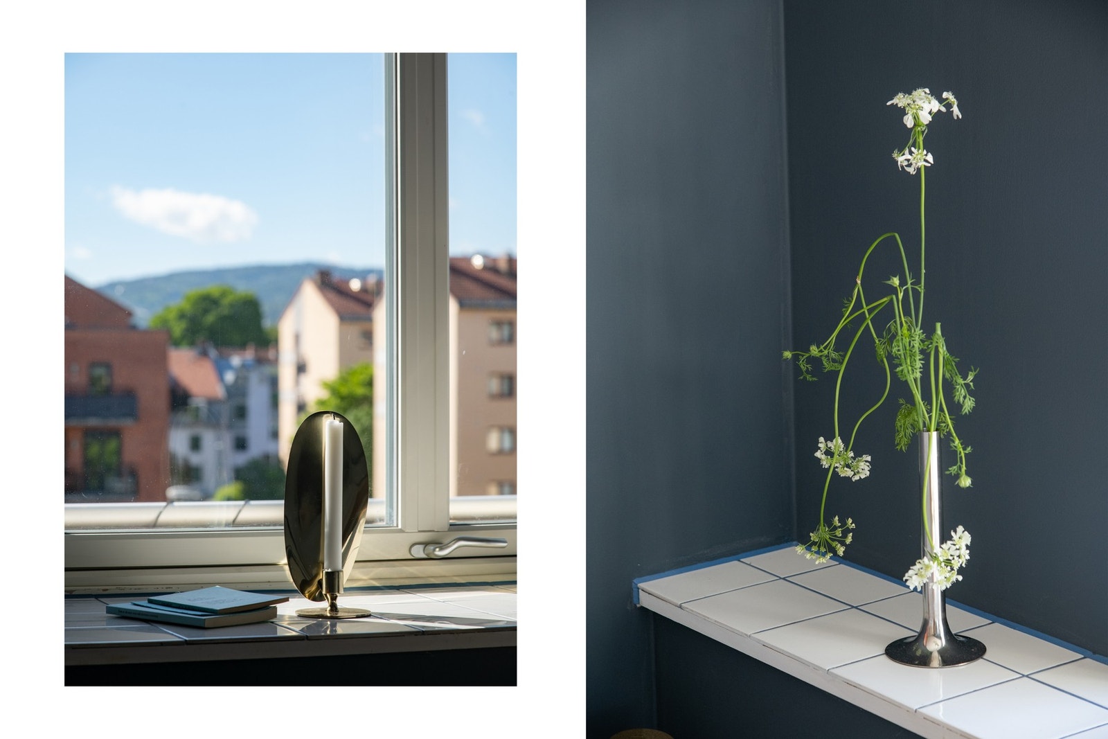 Vinduet slipper inn godt med dagslys og bidrar til en lys og luftig romfølelse, samtidig som den flislagte vinduskarmen gir et særpreget og gjennomført uttrykk. Galleribilde