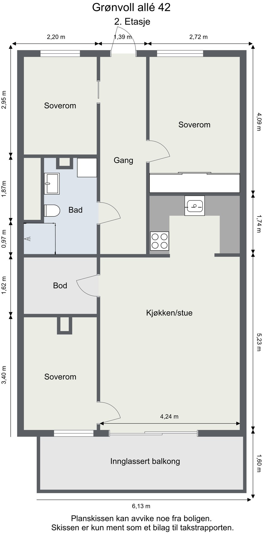 Plantegning - Leiligheten ligger i 2. etasje. Galleribilde