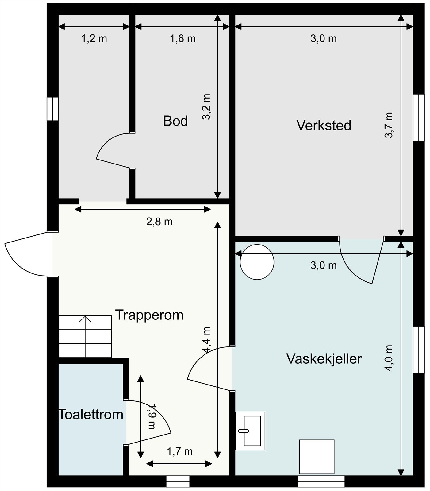 Plantegning kjeller. Galleribilde