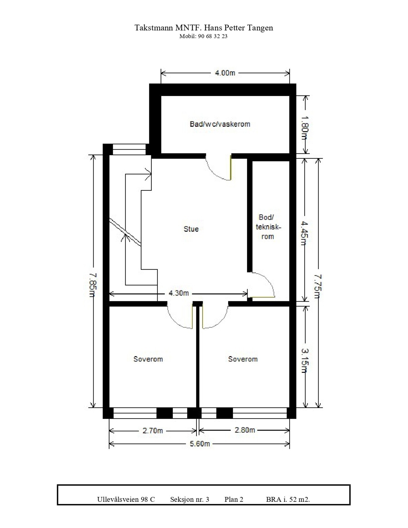 Planløsning 2. etasje Galleribilde