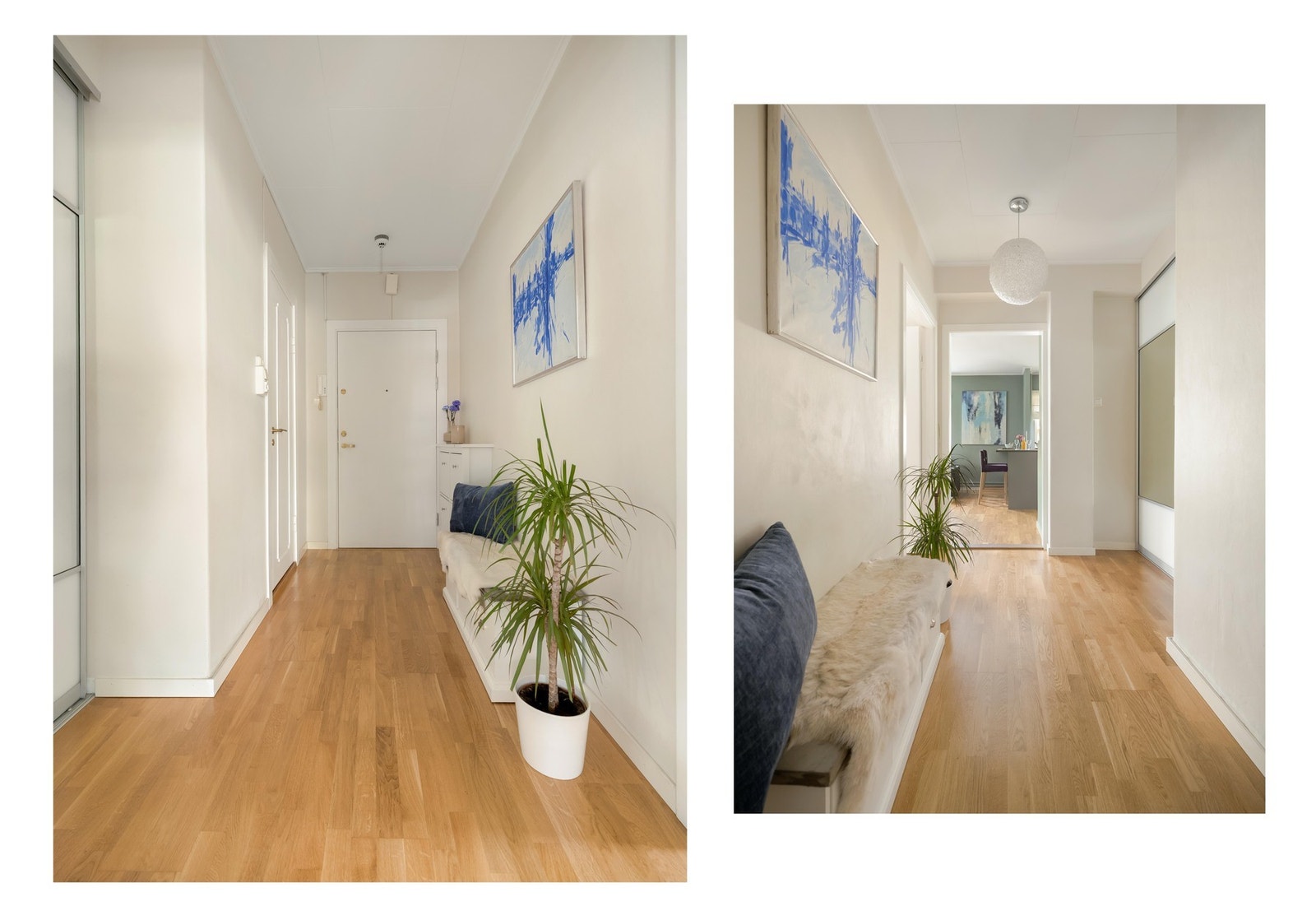 Entreen er stor og innbydende med plass til oppheng og lagring av sko. Galleribilde