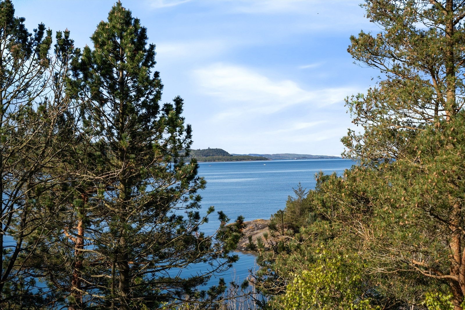 Nyt utsikten over fjorden fra egen hytte. Galleribilde