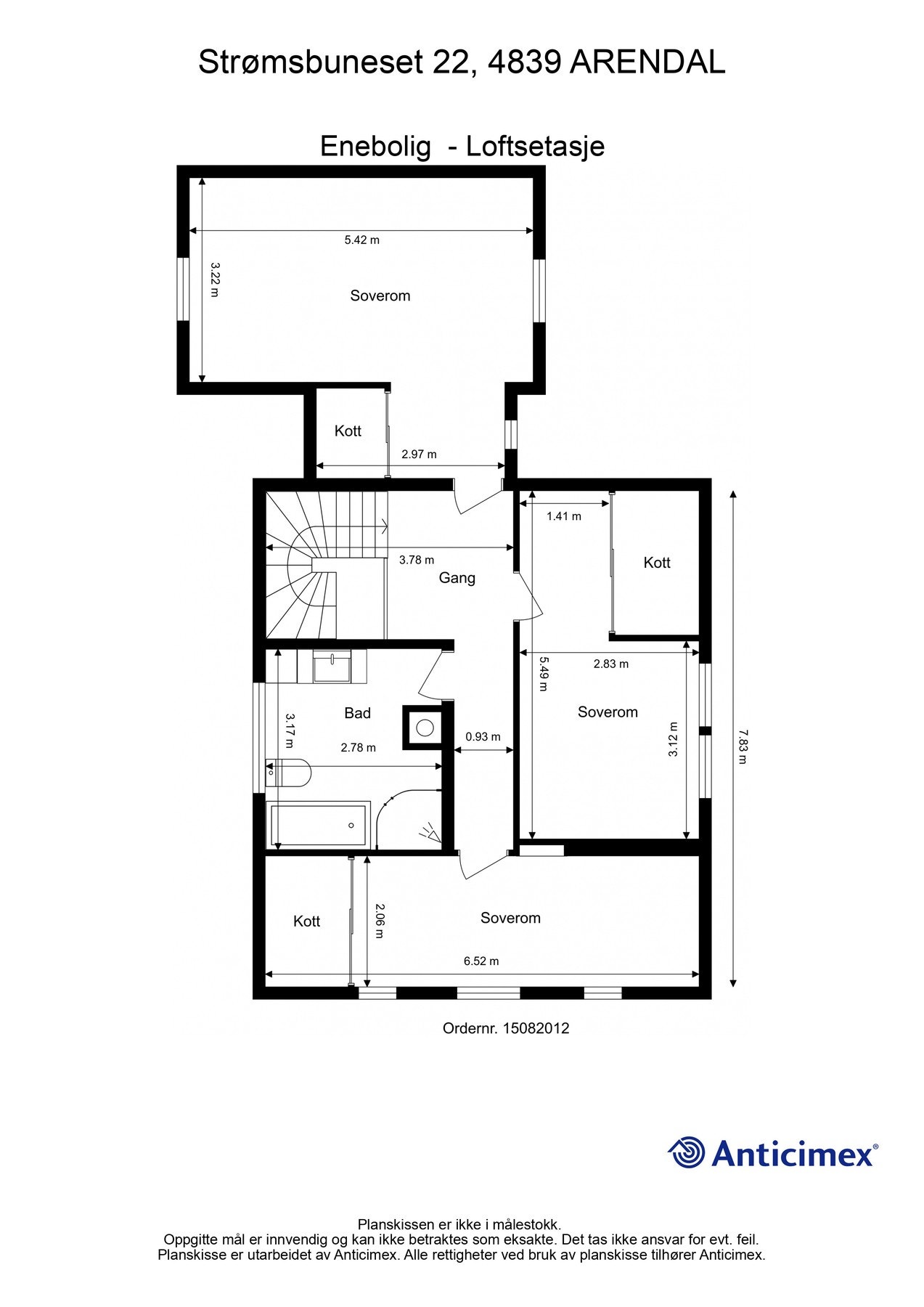 Plantegning loftsetasje. Galleribilde