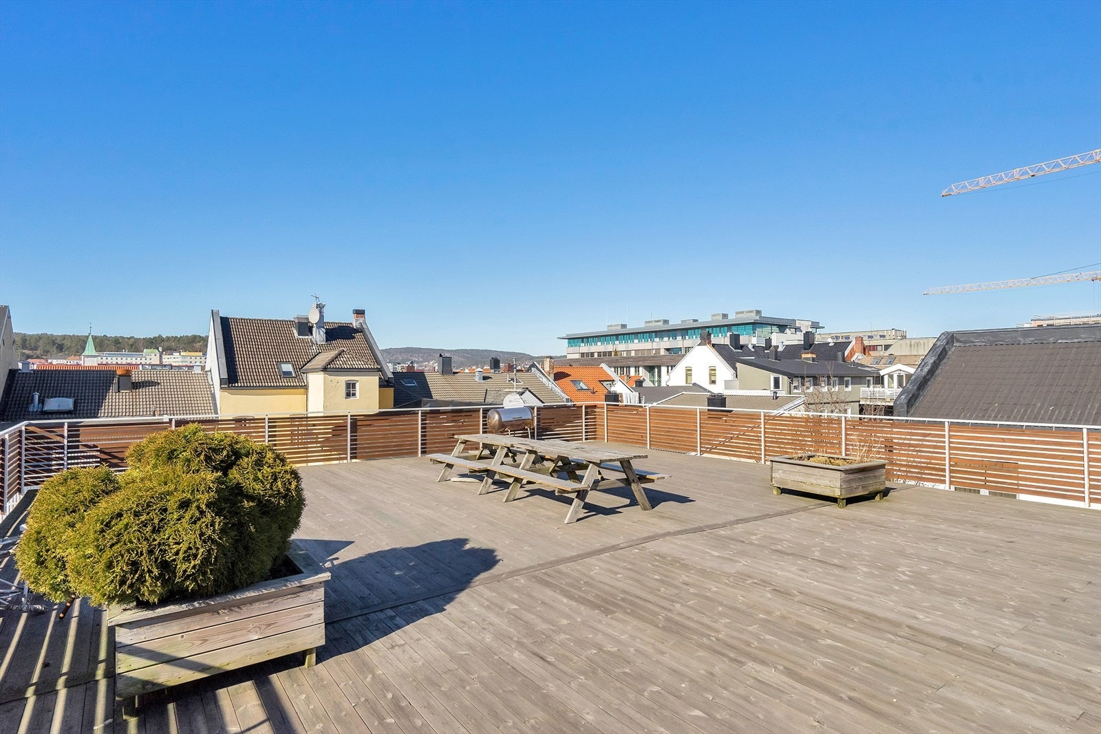 Stor, solrik takterrasse Galleribilde