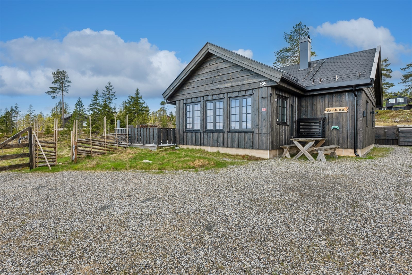 Fritidsbolig ferdigstilt i 2023. Hytta er oppført i trekonstruksjon med utvendig villmarkspanel. Galleribilde