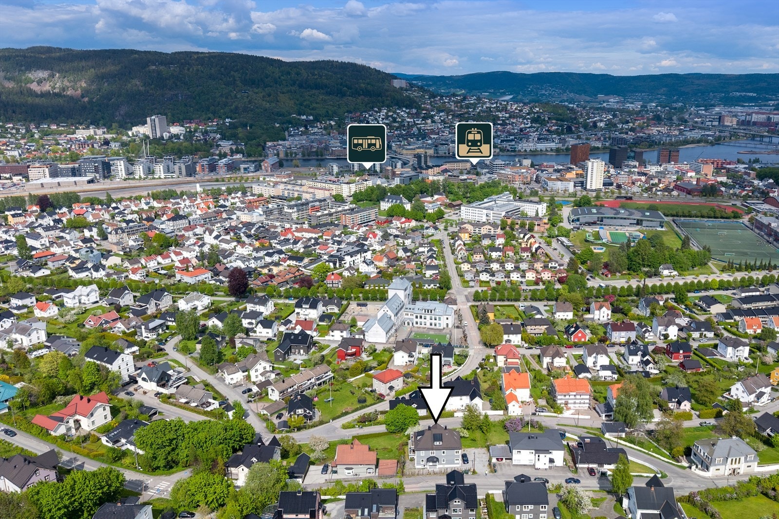 Gangavstand til buss og togstasjon fra boligen Galleribilde