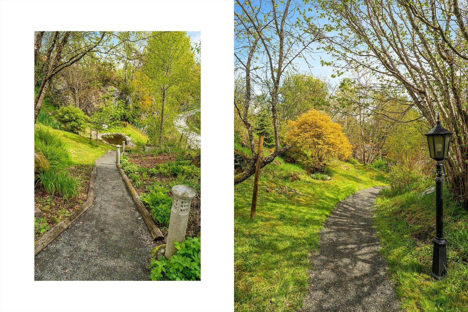 Parkmessig opparbeidet tomt med fiskedam Galleribilde