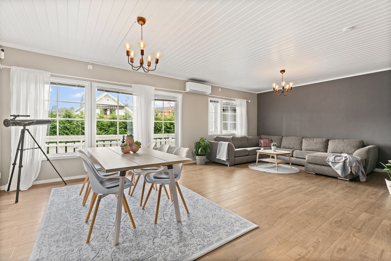 Stor stue og spisestue hvor man har plass til mange gjester. Galleribilde