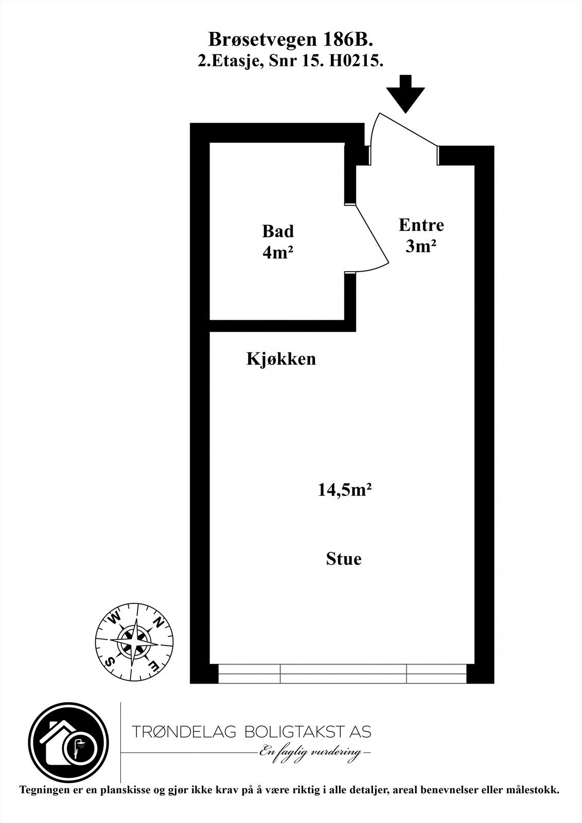 Planskisse for leiligheten i 2.etasje. Galleribilde
