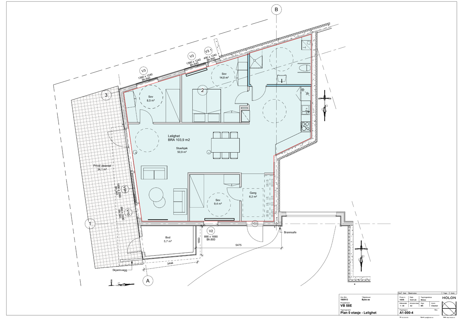 Plantegning - ny godkjent løsning. Galleribilde