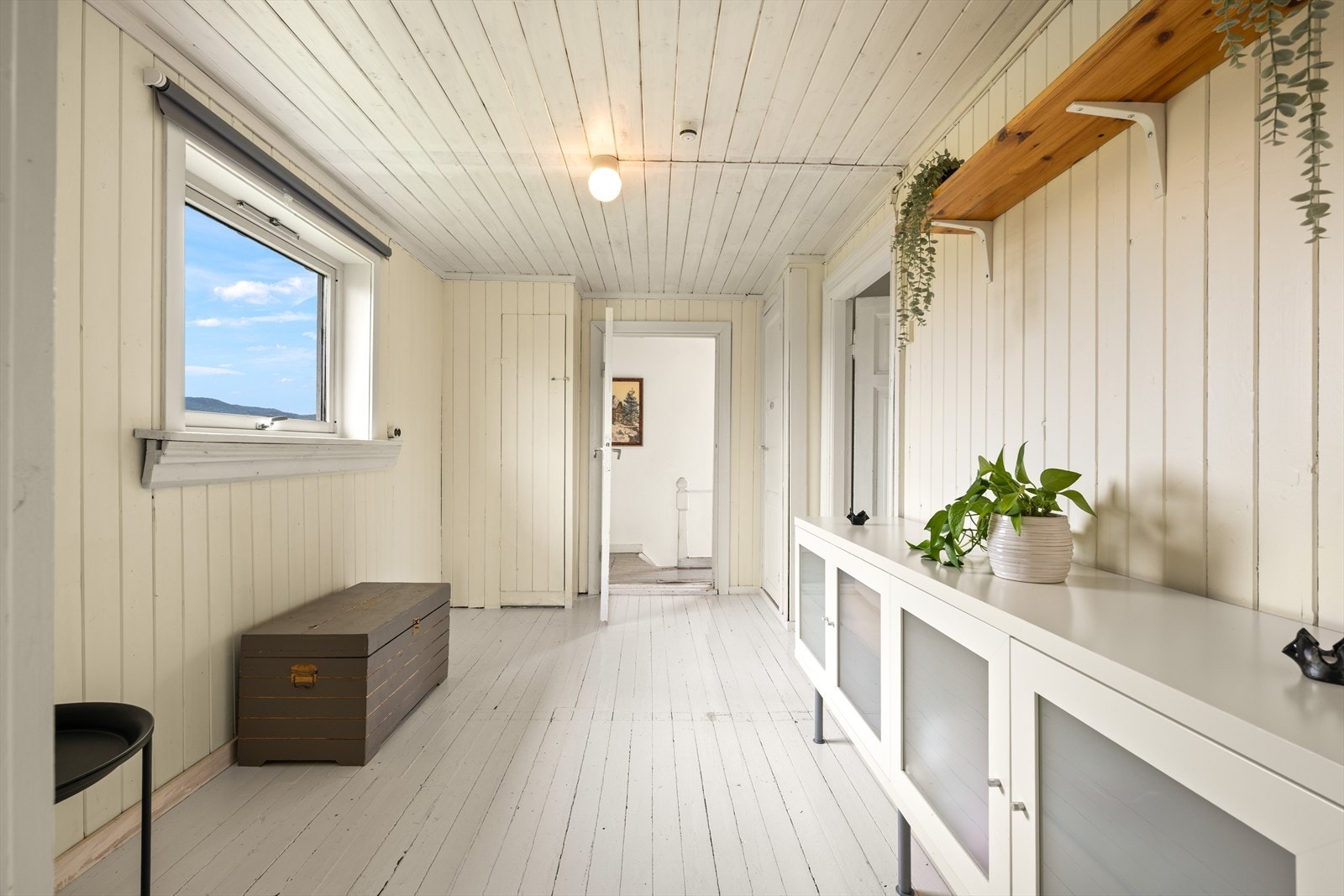 Loftstuen fungerer som et sentralt fellesareal med tilgang til etasjens øvrige rom. Galleribilde
