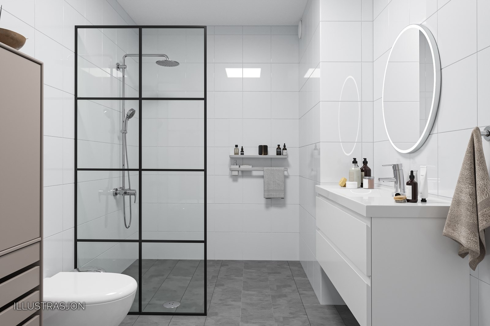 Flott eksempel på hvordan badet kan bli etter oppussing. Illustrasjonsbilde. Galleribilde